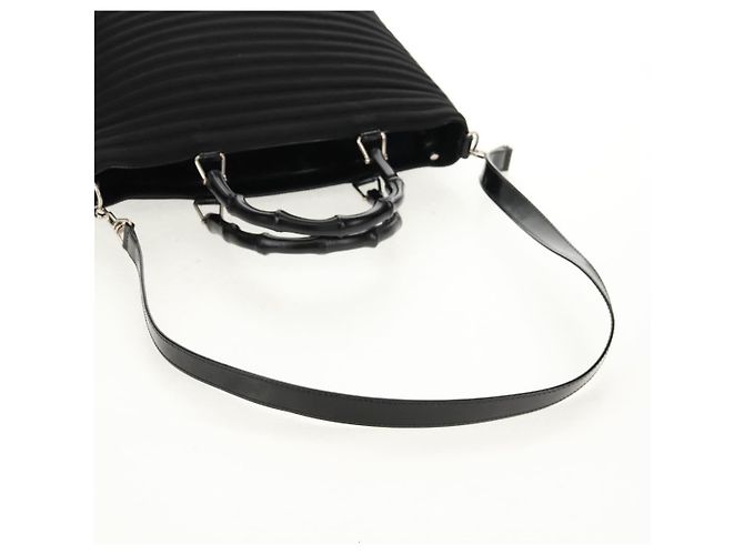 Borsa a mano Gucci Bamboo in nylon 2 vie nera argento 000 1705 0588 Auth 160486 Nero - vista 9