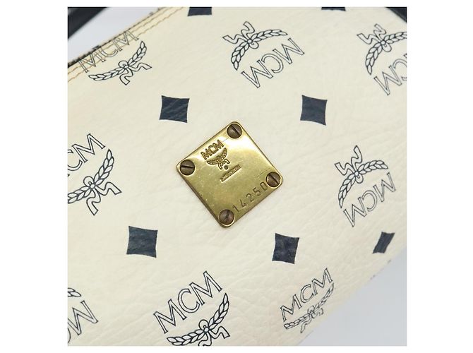 Borsa a spalla MCM Vicetos Logogram in pelle PVC bianca e oro Auth 159292 Bianco D'oro - vista 14