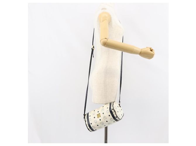 Borsa a spalla MCM Vicetos Logogram in pelle PVC bianca e oro Auth 159292 Bianco D'oro - vista 19