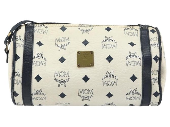 Borsa a spalla MCM Vicetos Logogram in pelle PVC bianca e oro Auth 159292 Bianco D'oro - vista 2