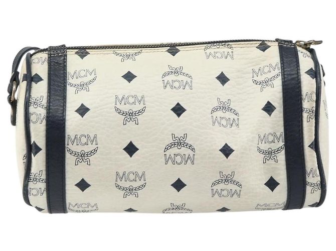 Borsa a spalla MCM Vicetos Logogram in pelle PVC bianca e oro Auth 159292 Bianco D'oro - vista 3