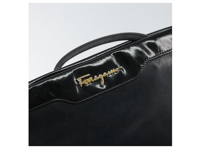 Borsa a Spalla Salvatore Ferragamo in Pelle Nera e Oro Auth BA9418 Nero D'oro - vista 14