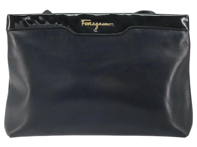 Borsa a Spalla Salvatore Ferragamo in Pelle Nera e Oro Auth BA9418 Nero D'oro - vista 2