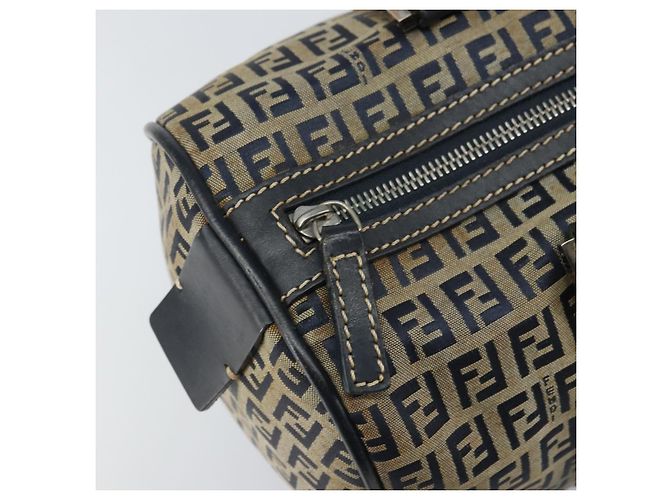 FENDI Zucchino Canvas Handtasche Navy Silber Authentisch 159400 Marineblau - Ansicht 14