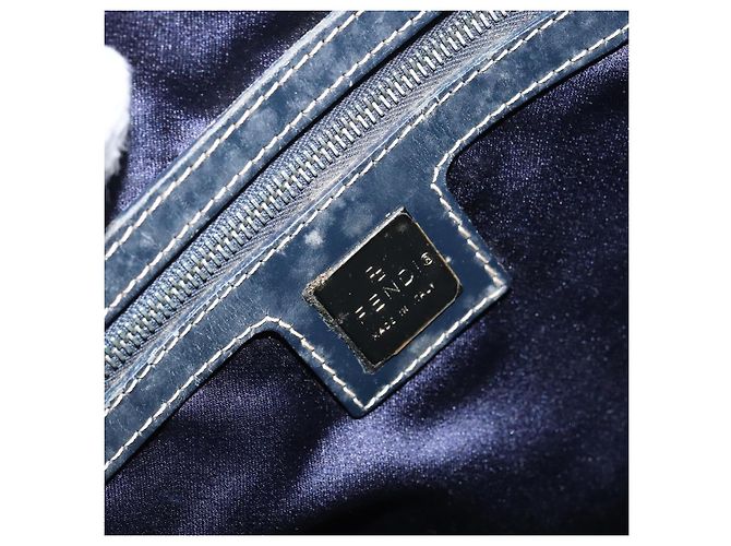 FENDI Zucchino Canvas Handtasche Navy Silber Authentisch 159400 Marineblau - Ansicht 15