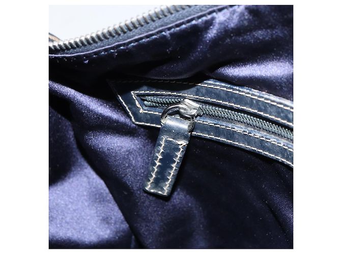 FENDI Zucchino Canvas Handtasche Navy Silber Authentisch 159400 Marineblau - Ansicht 19