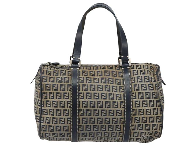 FENDI Zucchino Canvas Handtasche Navy Silber Authentisch 159400 Marineblau - Ansicht 2