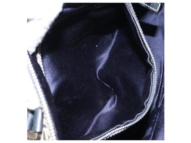 FENDI Zucchino Canvas Handtasche Navy Silber Authentisch 159400 Marineblau - Ansicht 20