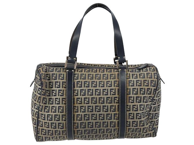 FENDI Zucchino Canvas Handtasche Navy Silber Authentisch 159400 Marineblau - Ansicht 3