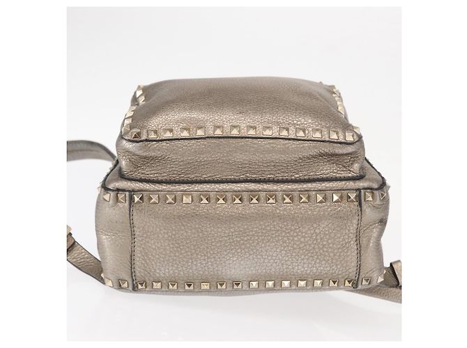 Zaino in pelle Valentino Rock Studs Argento Oro Auth BA9400 D'oro - vista 11