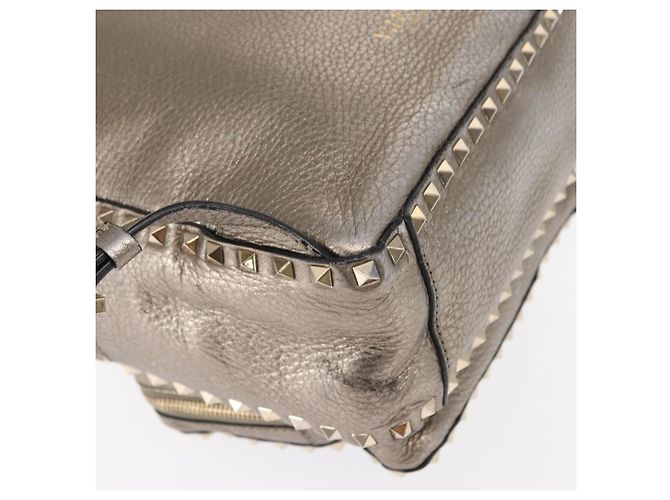 Zaino in pelle Valentino Rock Studs Argento Oro Auth BA9400 D'oro - vista 14