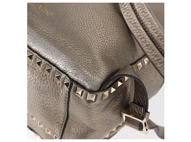 Zaino in pelle Valentino Rock Studs Argento Oro Auth BA9400 D'oro - vista 15