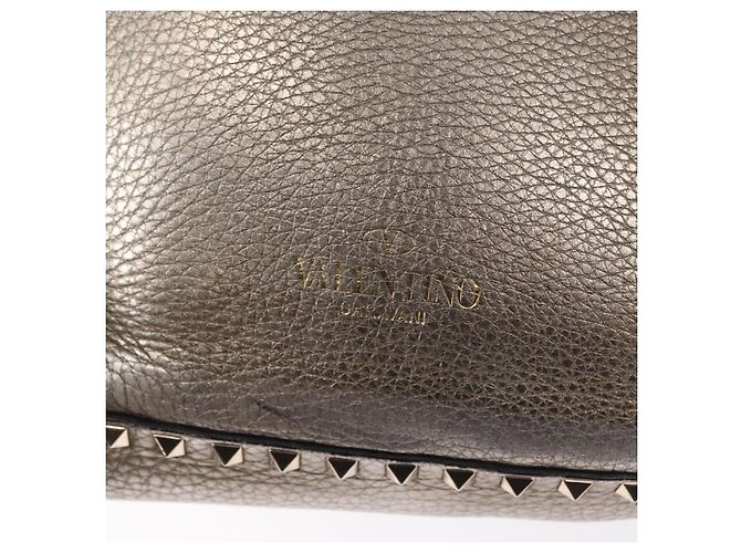 Zaino in pelle Valentino Rock Studs Argento Oro Auth BA9400 D'oro - vista 16