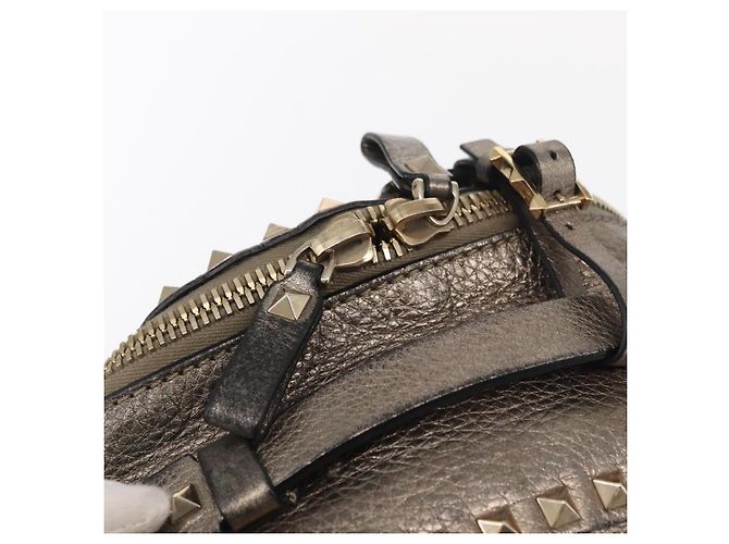 Zaino in pelle Valentino Rock Studs Argento Oro Auth BA9400 D'oro - vista 17