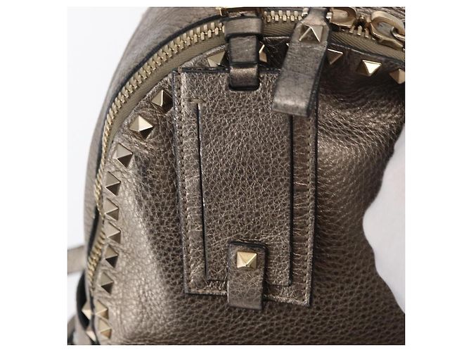 Zaino in pelle Valentino Rock Studs Argento Oro Auth BA9400 D'oro - vista 18