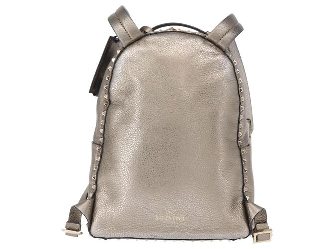 Zaino in pelle Valentino Rock Studs Argento Oro Auth BA9400 D'oro - vista 3