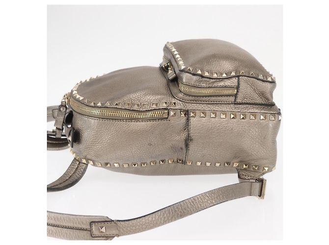 Zaino in pelle Valentino Rock Studs Argento Oro Auth BA9400 D'oro - vista 5