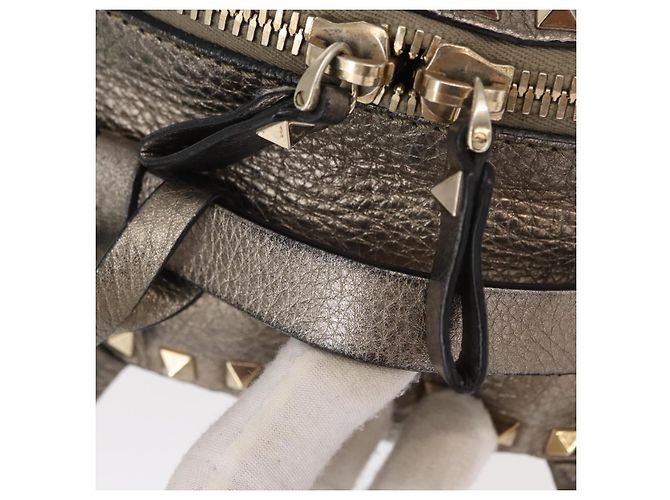 Zaino in pelle Valentino Rock Studs Argento Oro Auth BA9400 D'oro - vista 7