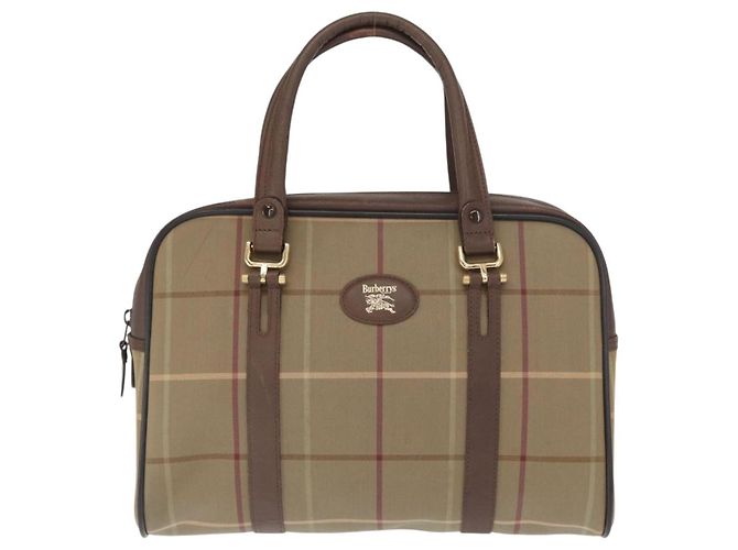 Autre Marque Borsa a mano in tela Nova Check Burberrys Khaki Oro Auth ti3581 D'oro Cachi - vista 2