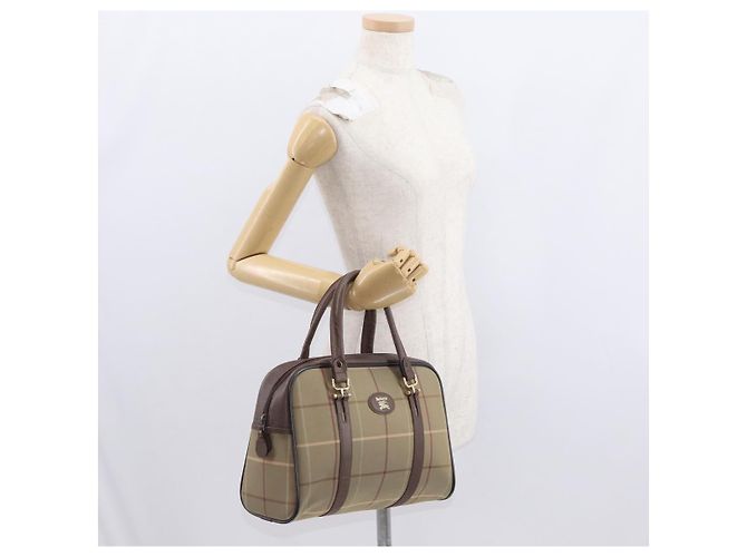 Autre Marque Borsa a mano in tela Nova Check Burberrys Khaki Oro Auth ti3581 D'oro Cachi - vista 20