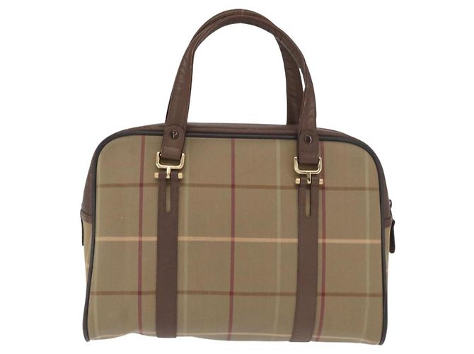 Autre Marque Borsa a mano in tela Nova Check Burberrys Khaki Oro Auth ti3581 D'oro Cachi - vista 3