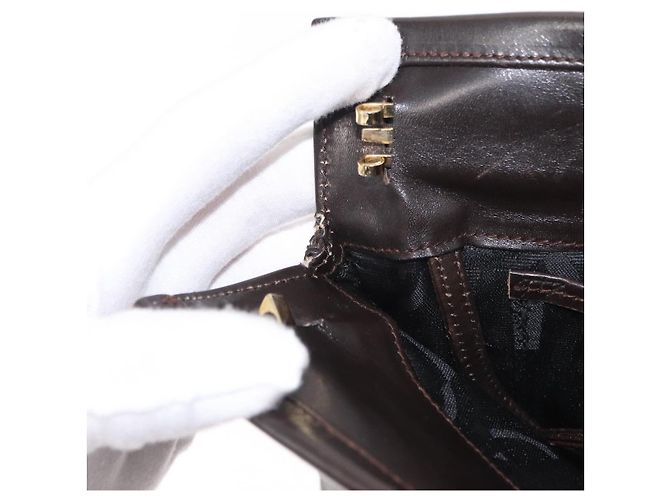 Salvatore Ferragamo Borsa a Spalla Vala in Pelle Marrone Scuro Oro Auth BA9386 D'oro - vista 20