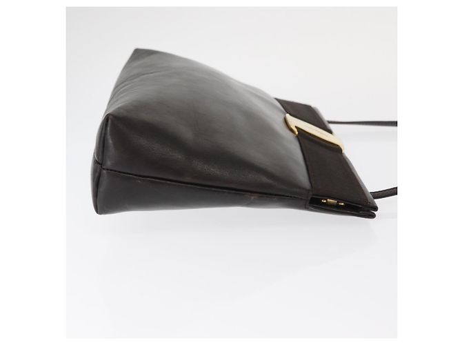 Salvatore Ferragamo Borsa a Spalla Vala in Pelle Marrone Scuro Oro Auth BA9386 D'oro - vista 4