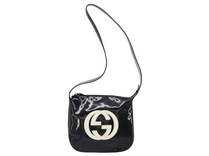 Bolsa de Ombro GUCCI Esmalte Preto Auth 160485 - vista 2