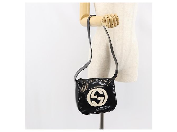 Bolsa de Ombro GUCCI Esmalte Preto Auth 160485 - vista 23