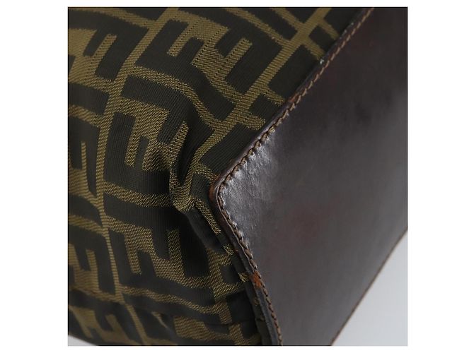 Borsa a mano in tela Zucca FENDI marrone nera Auth BA9302 Nero - vista 11