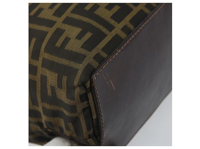 Borsa a mano in tela Zucca FENDI marrone nera Auth BA9302 Nero - vista 13