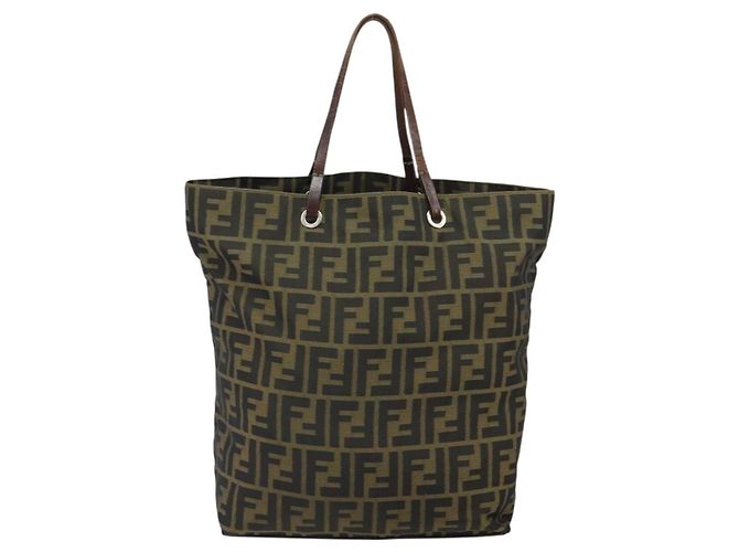 Borsa a mano in tela Zucca FENDI marrone nera Auth BA9302 Nero - vista 3