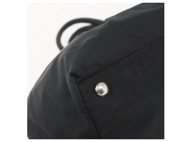 Ribbon PRADA Borsa a Mano in Nastro Nylon Nero Argento Auth 160087 - vista 11