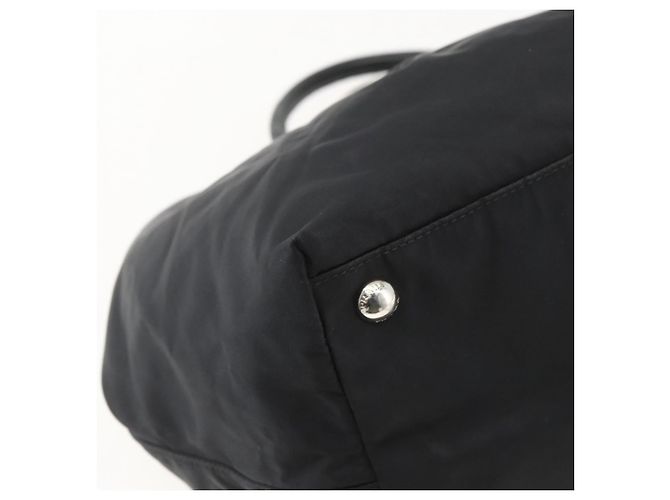Ribbon PRADA Borsa a Mano in Nastro Nylon Nero Argento Auth 160087 - vista 13