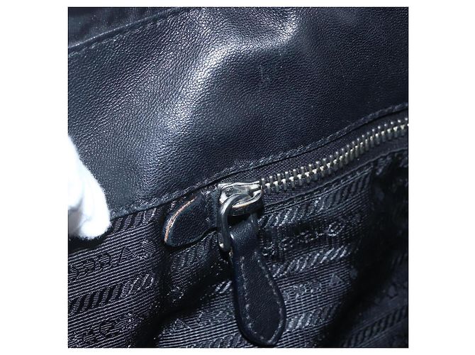 Ribbon PRADA Borsa a Mano in Nastro Nylon Nero Argento Auth 160087 - vista 16