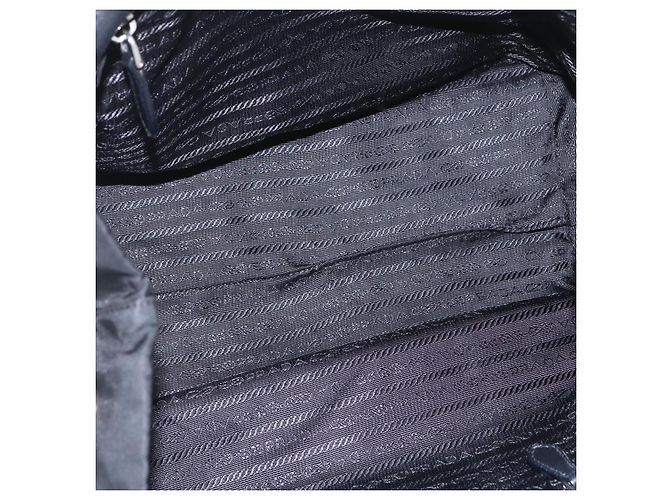 Ribbon PRADA Borsa a Mano in Nastro Nylon Nero Argento Auth 160087 - vista 17