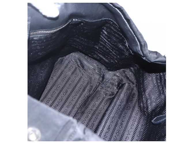 Ribbon PRADA Borsa a Mano in Nastro Nylon Nero Argento Auth 160087 - vista 18