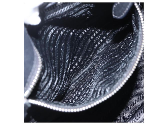 Ribbon PRADA Borsa a Mano in Nastro Nylon Nero Argento Auth 160087 - vista 20