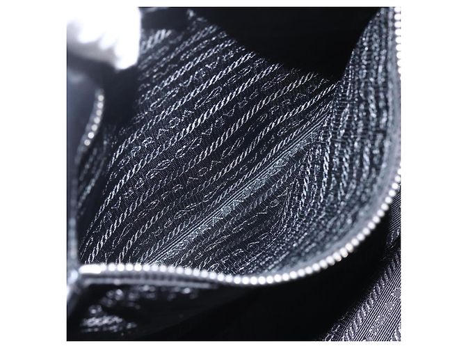 Ribbon PRADA Borsa a Mano in Nastro Nylon Nero Argento Auth 160087 - vista 21