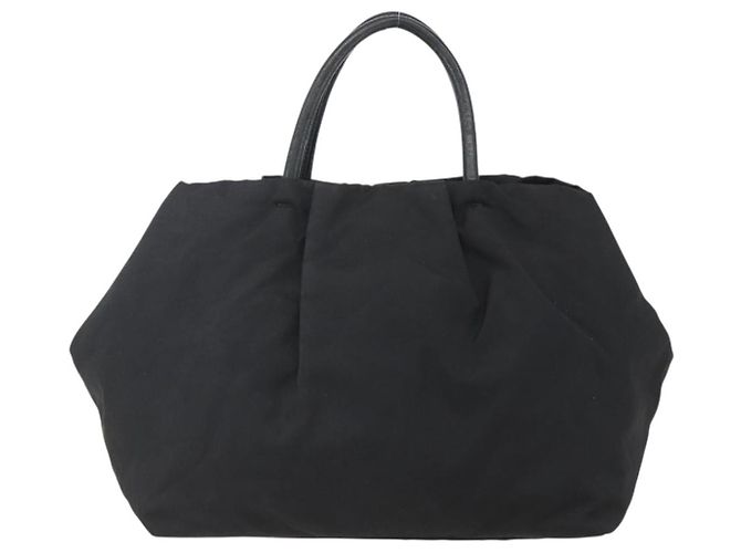Ribbon PRADA Borsa a Mano in Nastro Nylon Nero Argento Auth 160087 - vista 3