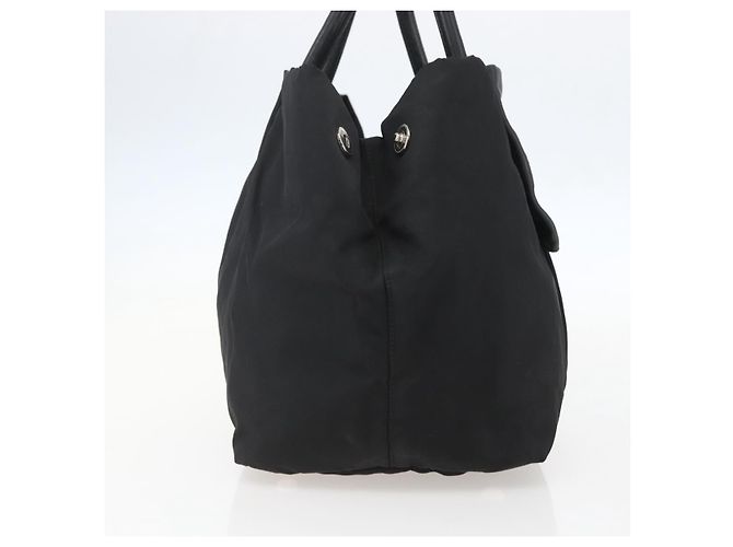 Ribbon PRADA Borsa a Mano in Nastro Nylon Nero Argento Auth 160087 - vista 4