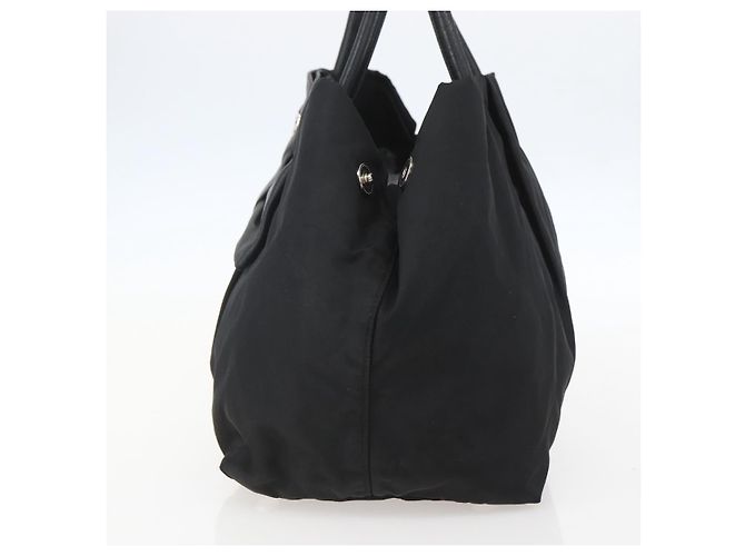 Ribbon PRADA Borsa a Mano in Nastro Nylon Nero Argento Auth 160087 - vista 5