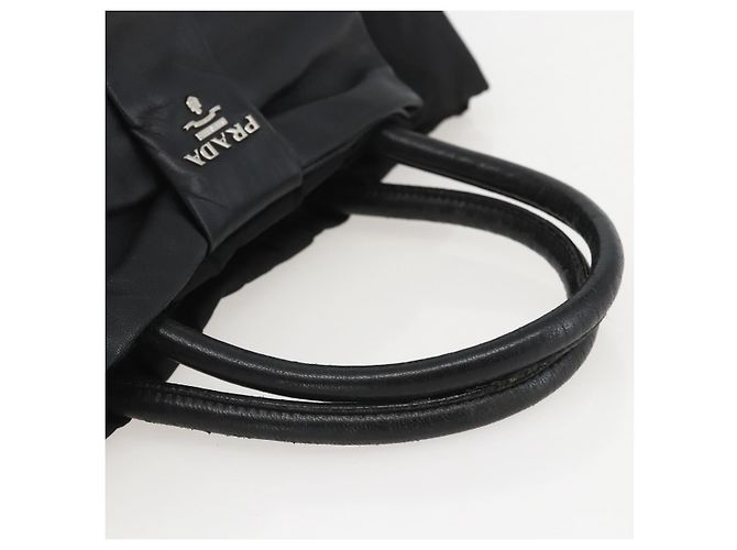 Ribbon PRADA Borsa a Mano in Nastro Nylon Nero Argento Auth 160087 - vista 7