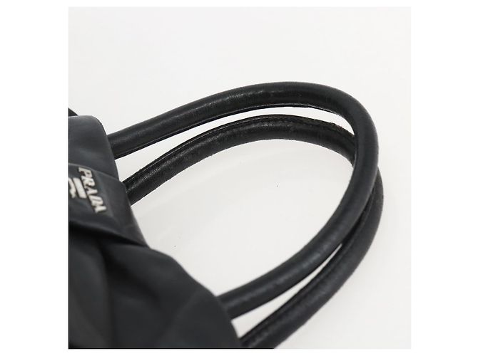 Ribbon PRADA Borsa a Mano in Nastro Nylon Nero Argento Auth 160087 - vista 8