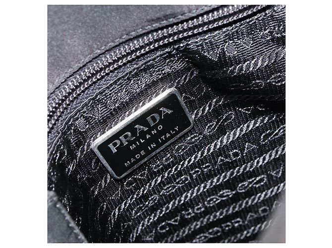 PRADA Borsa a mano in nylon nero argento Auth 159055 - vista 15