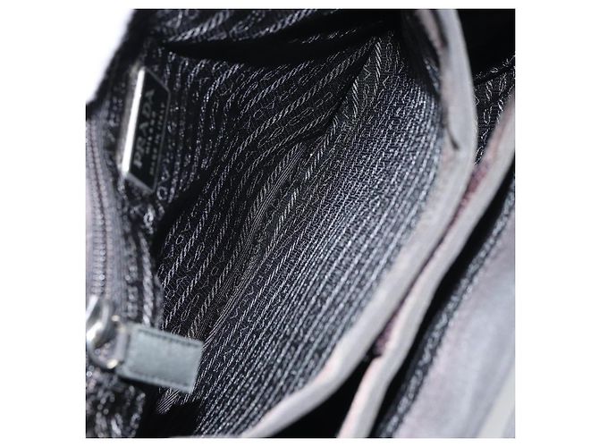 PRADA Borsa a mano in nylon nero argento Auth 159055 - vista 20
