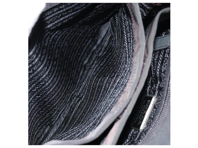 PRADA Borsa a mano in nylon nero argento Auth 159055 - vista 21