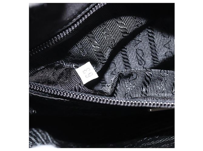 PRADA Borsa a mano in nylon nero argento Auth 159055 - vista 22