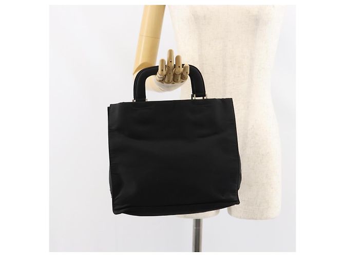 PRADA Borsa a mano in nylon nero argento Auth 159055 - vista 24