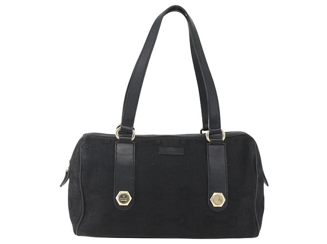 Borsa a mano GUCCI in tela nera e oro 248270 Auth ka1280 Nero D'oro - vista 2